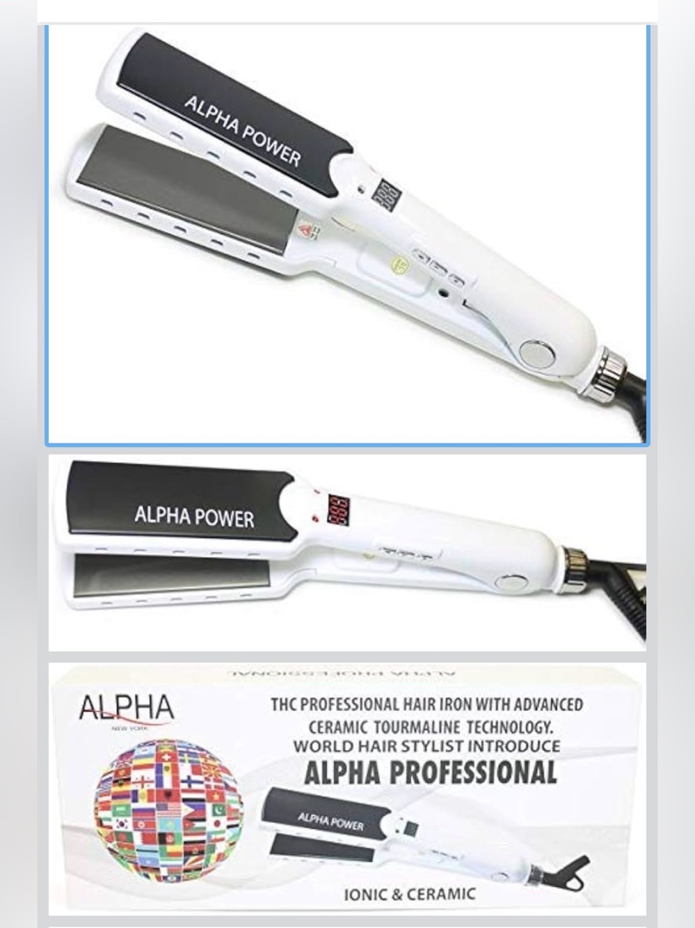 White Hair Straightener - Ceramic Tourmaline